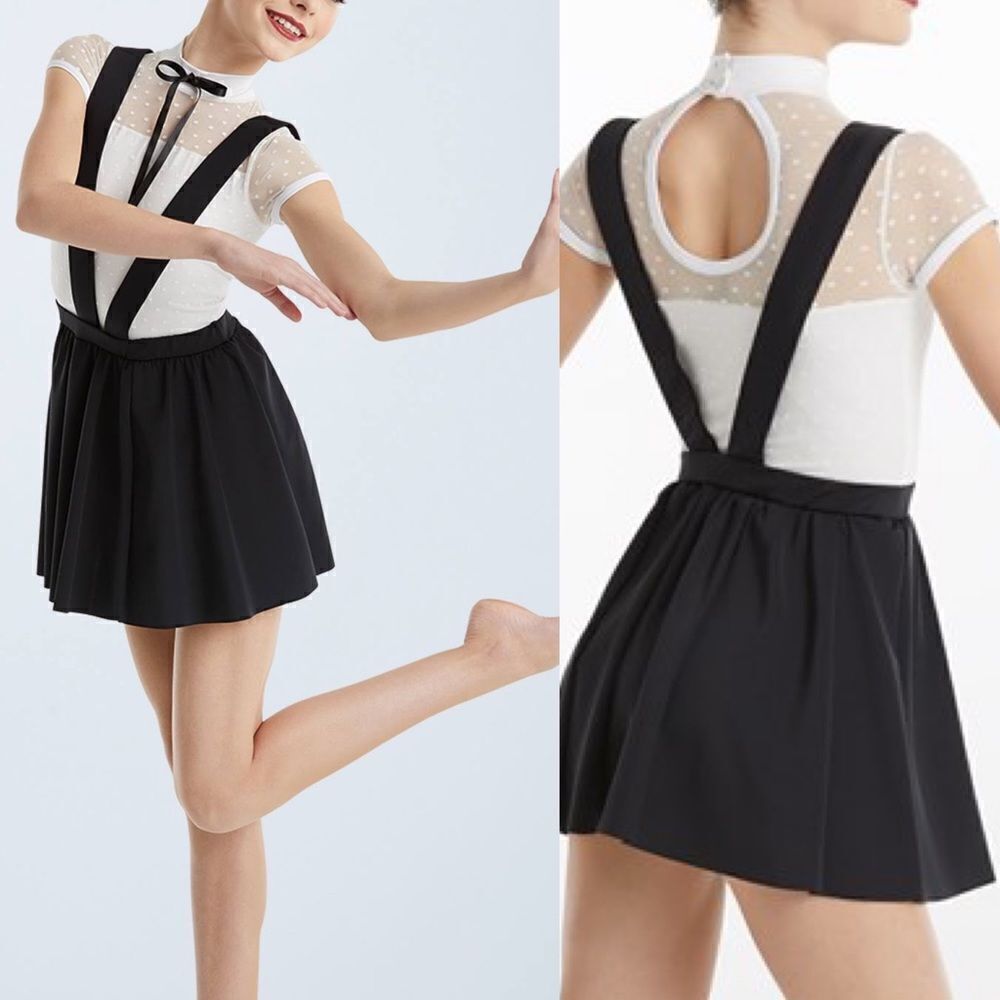 Weissman dance costume black white suspenders Photograph 11650 XLC child